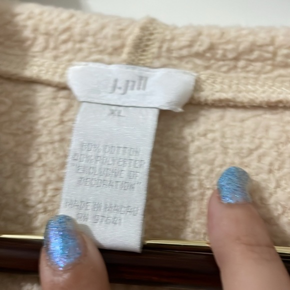 J. Jill Cream Relaxed Terry Cloth Hoodie Size XL - Picture 3 of 8